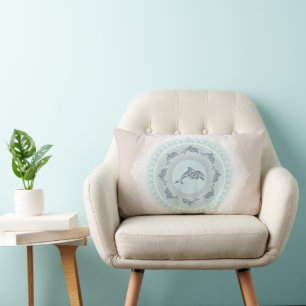Delfine Mandala Blassblau Taupe Küste Lendenkissen