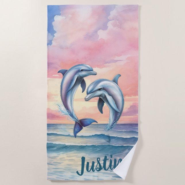 Delfine Personalisiert  Strandtuch (Vorderseite)
