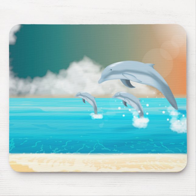 Delfine springen im Ozean         Mousepad (Vorne)