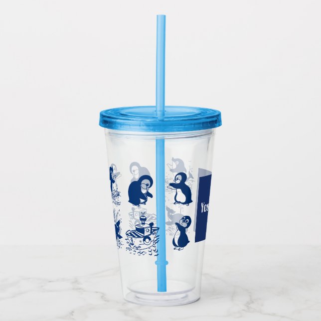 Delfine, Wale und Pinguine Acryltrinkbecher (Vorderseite)