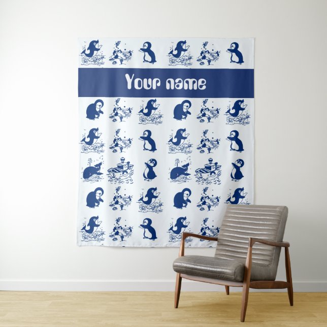 Delfine, Wale und Pinguine Wandteppich (Beispiel)