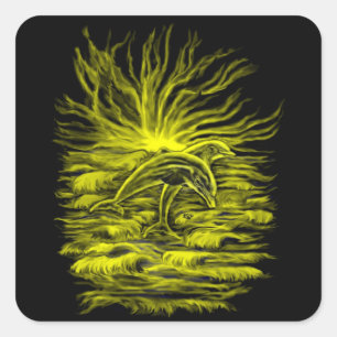 Delfinparat Quadratischer Aufkleber