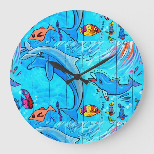 Delfinuxe-Uhr Große Wanduhr (Vorderseite)