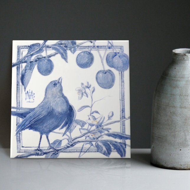 Delft Bird Cherry Dieb Wand Deco Fliese (Von Creator hochgeladen)