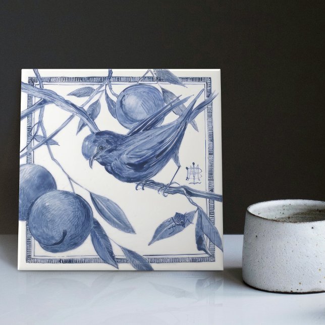 Delft Bird und Apple Tree Wand Decke Jugendstil Fliese (Von Creator hochgeladen)
