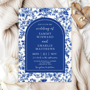 Delft-Blau Antique Chinoiserie Hochzeit Einladung