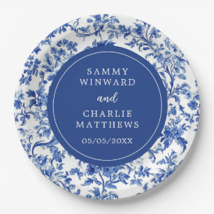 Delft-Blau Antique-Chinoiserie-Hochzeit Pappteller