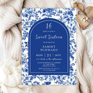 Delft-Blau Antique Chinoiserie Sweet Sixteen Einladung