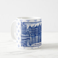 Delft-Blau-Stil-Tasse: Amsterdam