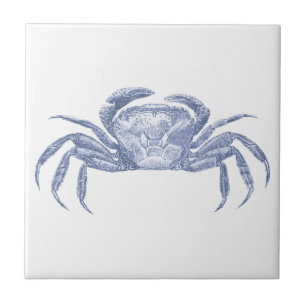 Delft-Blau-Vintage-Krabbe-Nautik-Strandhaus Fliese