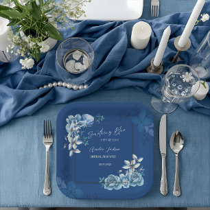 Delft Blau-Weiß Chinoiserie Blumen Hochzeitsdusche Pappteller