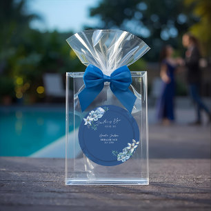 Delft Blau Weiß Chinoiserie Blumen Hochzeitsdusche Runder Aufkleber