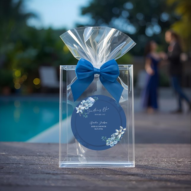 Delft Blau-Weiß Chinoiserie Blumen Hochzeitsdusche Runder Aufkleber (Von Creator hochgeladen)