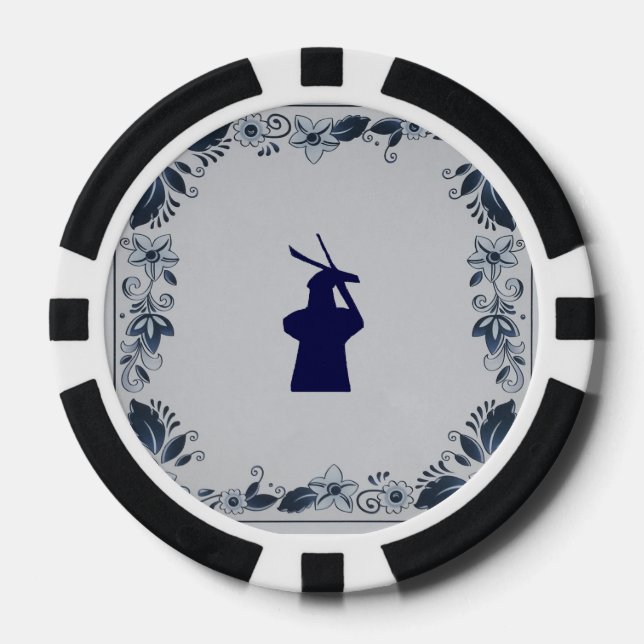 Delft blauer Kachelwald 'de Roos' in Delft Pokerchips (Vorderseite)
