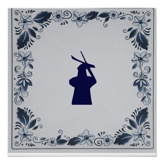 Delft blauer Kachelwald 'de Roos' in Delft Poster (Vorderseite)