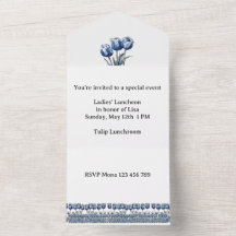 Delft-Blauer-Tulpen-Damen-Lunch-Einladungskarte