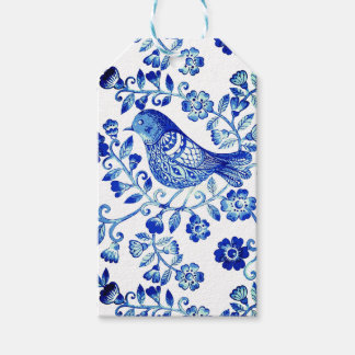 Delft-Blauer-Vogel 🐦 floral französischer Landhau Geschenkanhänger
