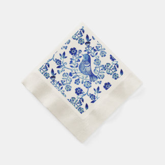 Delft-Blauer-Vogel 🐦 floral französischer Landhau Serviette