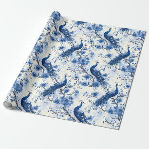 Delft-Blaues Vintage-Blaues Französisches Chinoise Geschenkpapier