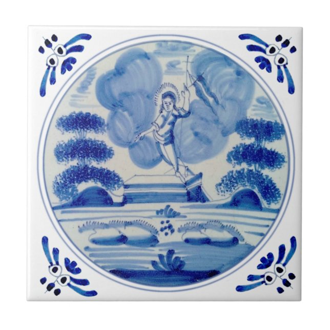 Delft Blue Auferstehung Christi c1760 Repro Fliese (Vorderseite)