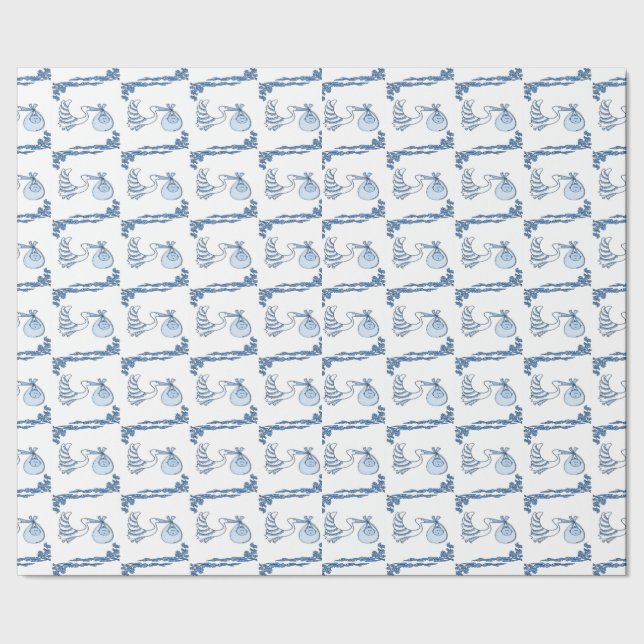 Delft Blue BabyTile Designs Geschenkpapier (Saum)