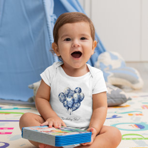 Delft Blue Ballons personalisierbar Baby Strampler