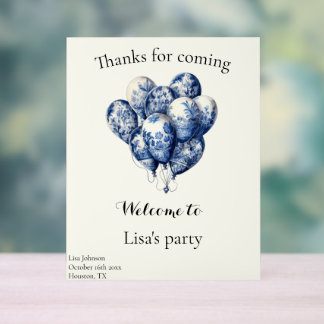 Delft Blue Balloons anpassbar Acrylschild