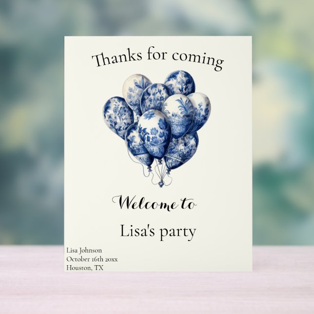 Delft Blue Balloons anpassbar Acrylschild (Neutral)