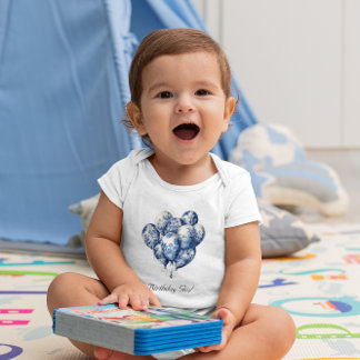 Delft Blue Balloons anpassbar Baby Strampler