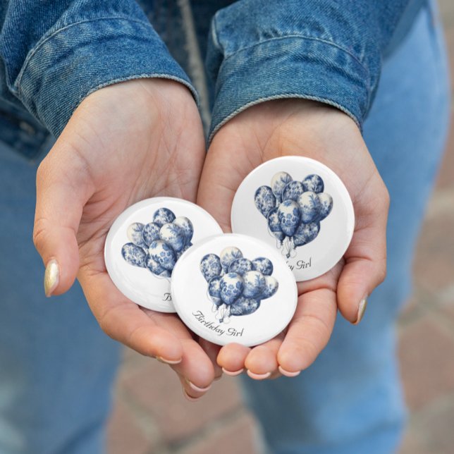 Delft Blue Balloons, anpassbar Button (Von Creator hochgeladen)