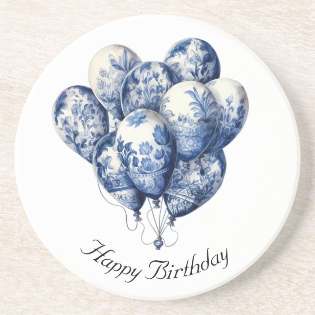 Delft Blue Balloons, anpassbar Getränkeuntersetzer (Vorne)