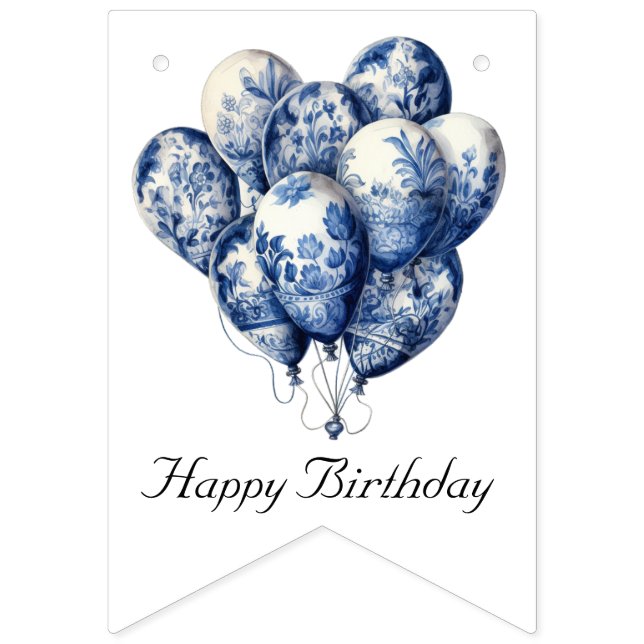 Delft Blue Balloons, anpassbar Wimpelkette (Erste Fahne)
