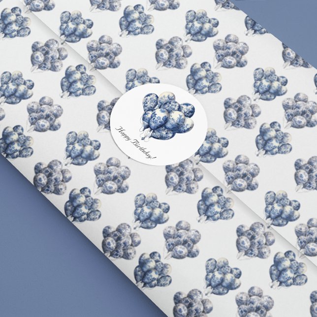 Delft Blue Balloons Wrapping Paper Geschenkpapier (Von Creator hochgeladen)