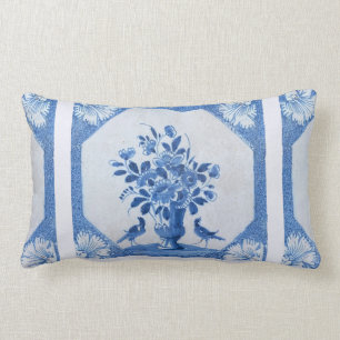 Delft Blue Birds floral Französisch Country Chic Lendenkissen