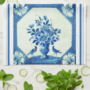 Delft Blue Birds floral Französisch Country Elegan Geschirrtuch