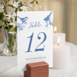 Delft Blue Birds Spring Wedding Table Card Tischnummer<br><div class="desc">Die Delft Blue Birds Spring Wedding Table Card ist für die Koordination mit unserer Delft Blue Birds Spring Wedding Invitation Collection konzipiert. Mit eleganten Delft Bluebirds,  die auf einer zarten Zweig-Blumenillustrierung stehen,  erweckt diese Einladung die bezaubernde Schönheit des Frühlings. Matching-Elemente verfügbar.</div>