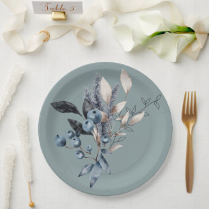 Delft Blue Blueberries Dusche Pappteller