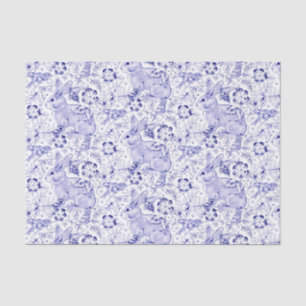 Delft Blue Bunny Rabbit Birds Elegante Chinoiserie Seidenpapier