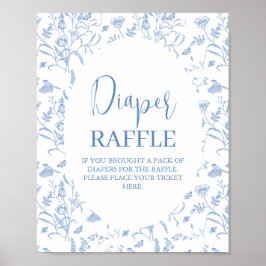 Delft Blue Chinoiserie Baby Shower Boy Diaper Zeic Poster