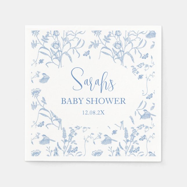 Delft Blue Chinoiserie Baby Shower Boy Serviette (Vorderseite)