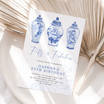 Delft Blue Chinoiserie Ginger Jar 50. Geburtstag Einladung<br><div class="desc">Schönes chinoiserie-inspiriertes Design mit eleganten,  blau-weiß Porzellan Ingwer Gläsern</div>