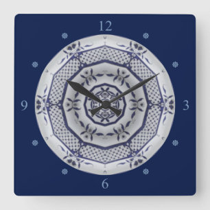 Delft Blue Design 006 From 1764 ~  Quadratische Wanduhr