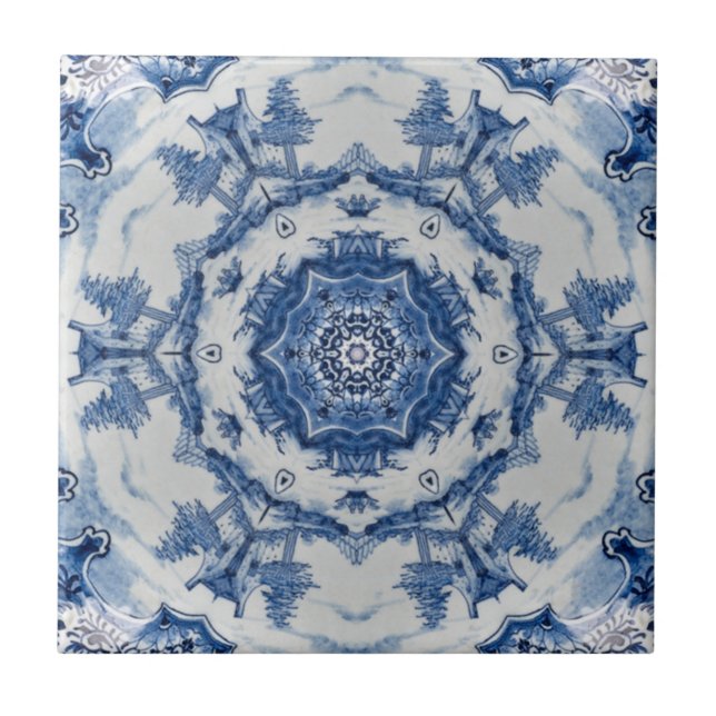 Delft Blue Design 02 1764 Backsplash Tile ~ Fliese (Vorderseite)