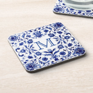 Delft Blue Design Monogram Getränkeuntersetzer