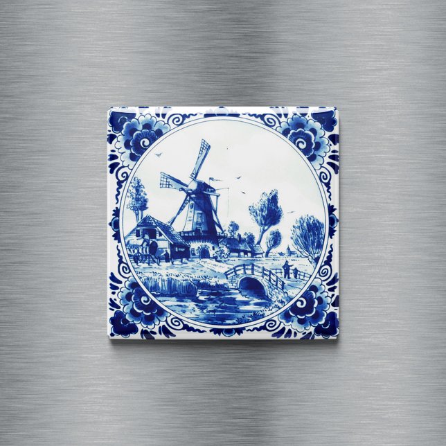 Delft Blue Farm and Windmill Painting Magnet (Von Creator hochgeladen)