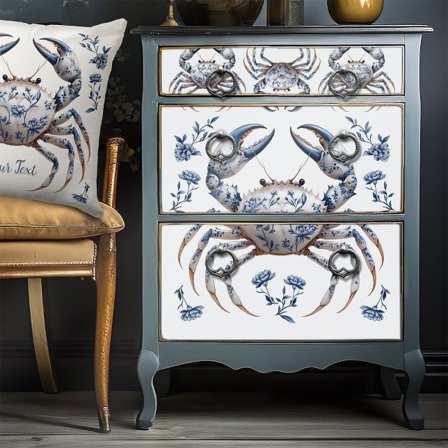 Delft Blue Floral Crab Küste Möbel Decoupage Seidenpapier (Von Creator hochgeladen)