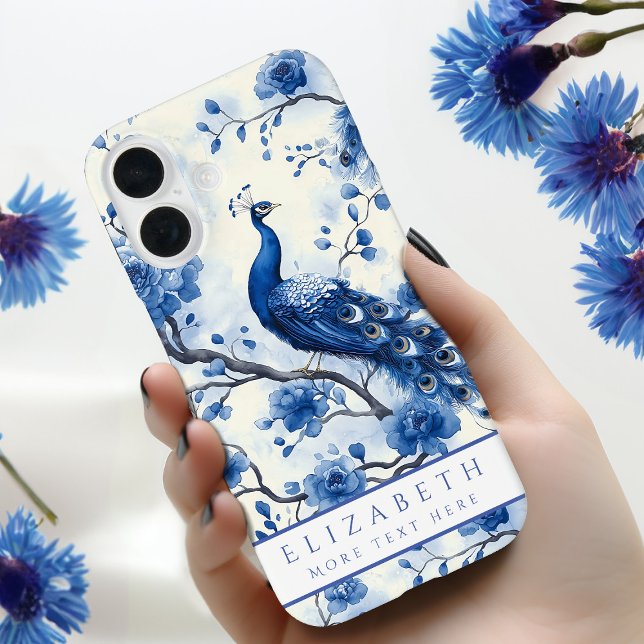 Delft Blue Floral Peacock Case-Mate iPhone Hülle (Von Creator hochgeladen)