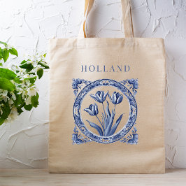 Delft Blue Holland Tulip  Tragetasche