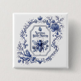 Delft Blue Honey Bee & Blume Button