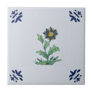 Delft Blue Multi Floral Repro Hand bemalt Fliese